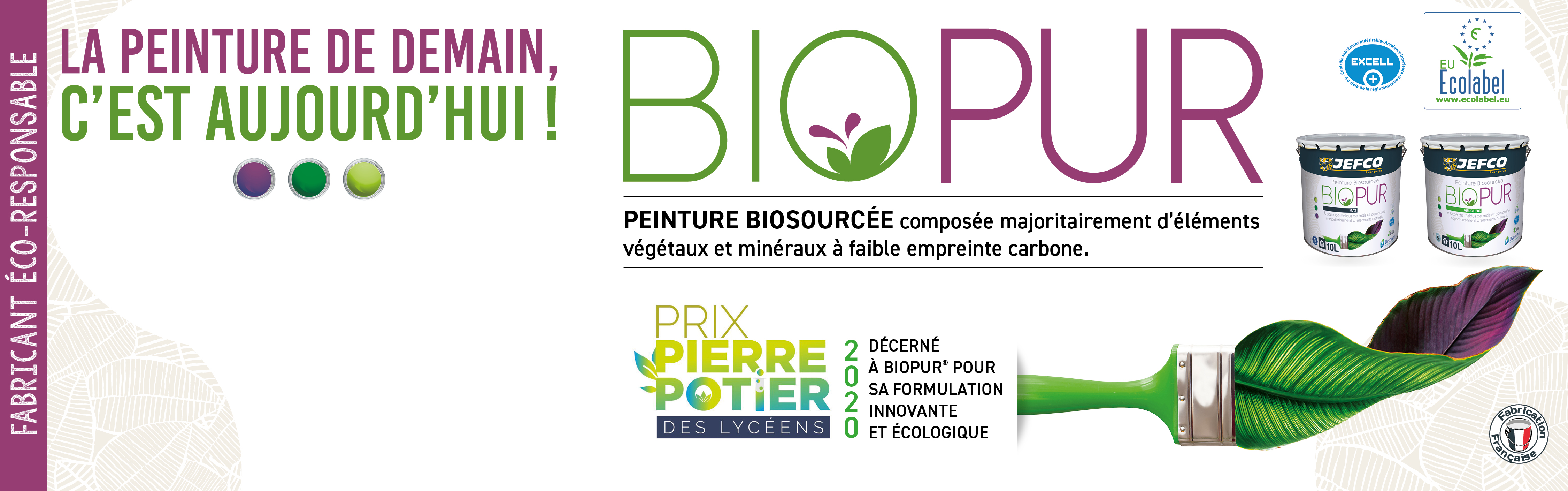 BIOPUR, la peinture biosourcée certifiée ECOLABEL !